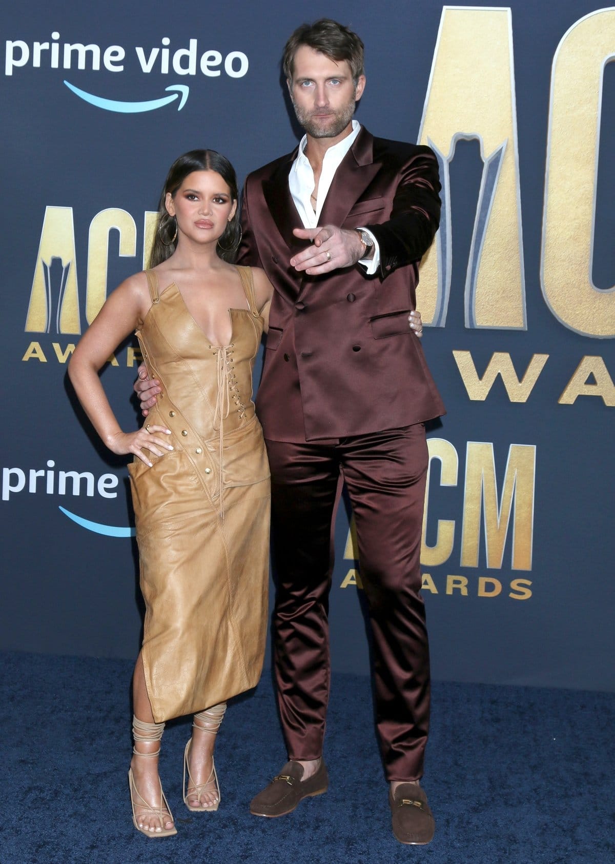 Maren Morris in a vintage Dior dress with her husband Ryan James Hurd in Paul Smith at the 2022 Academy of Country Music Awards