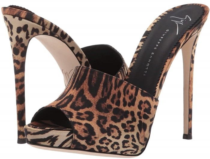 These leopard print Nettie mules feature a peep toe, a slip-on style, a branded insole and a high stiletto heel