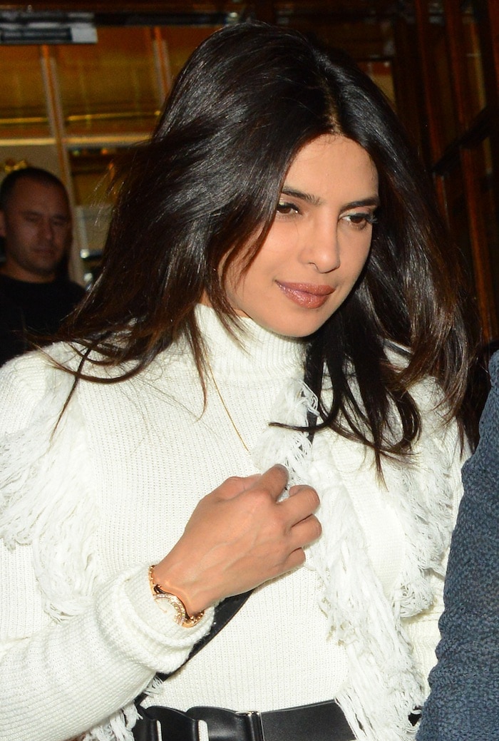 Priyanka Chopra accessorized with a diamond-encrusted watch