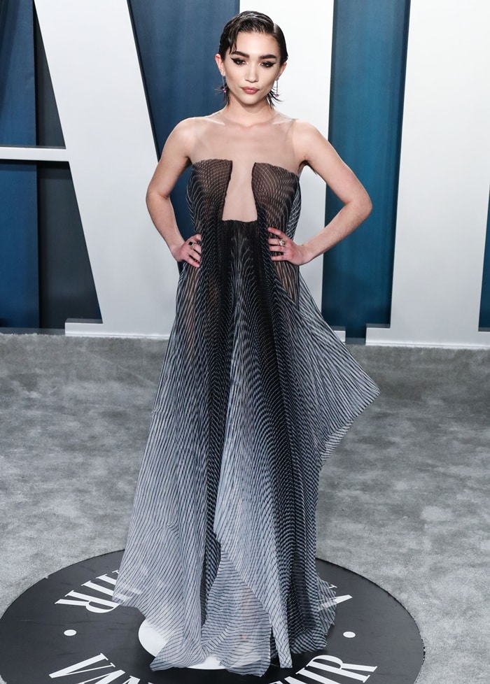 Rowan Blanchard wears an Iris van Herpen dress, Sophia Webster shoes, and Tiffany jewelry