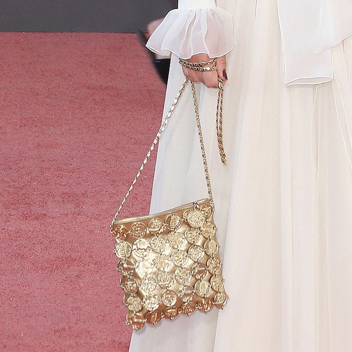 Margot Robbie's Chanel Cruise 2018 gold-coin-embellished handbag