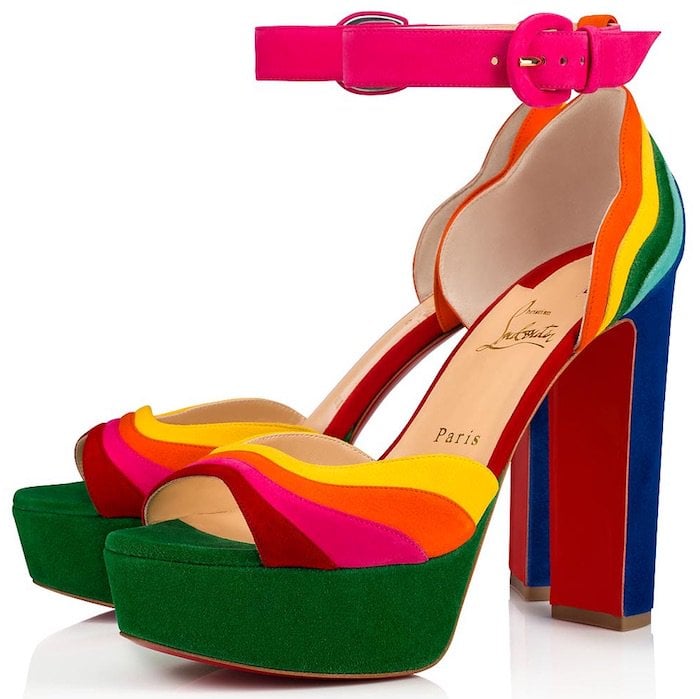 Christian Louboutin rainbow multi colored Degratissimo Alta platform sandals