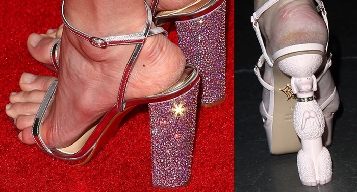 Holly Madison and Elizabeth Banks show off their cracked heels