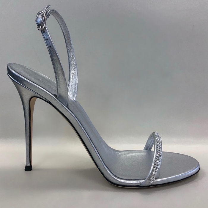 Custom Silver Slingback Sandal with Crystal Embellishment