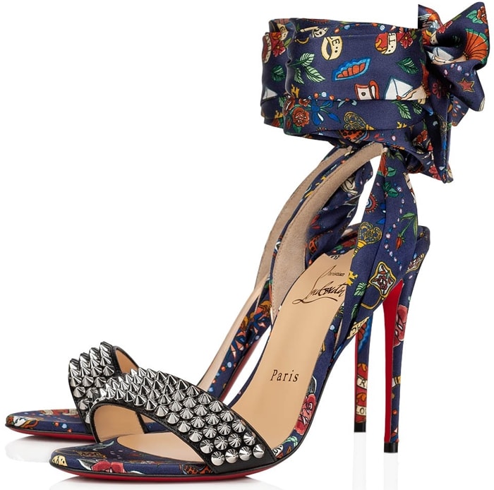 Blue/Silver Sandale Du Desert Spikes Red Sole Sandals