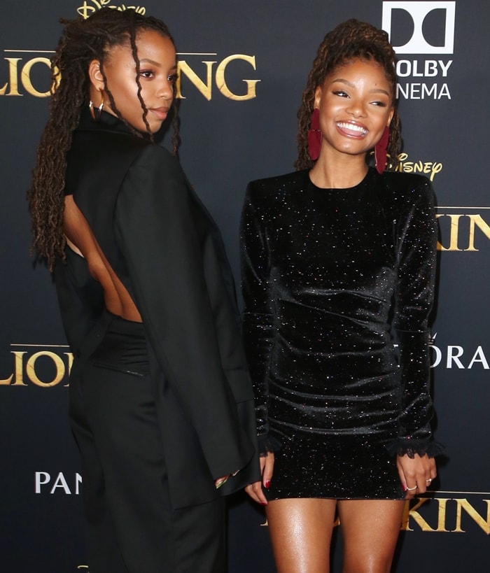 Sisters and Youtube stars Chloe and Halle Bailey at the premiere of The Lion King