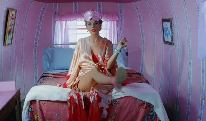 Taylor Swift's pink tri-strap sandals in the Calm Down music video