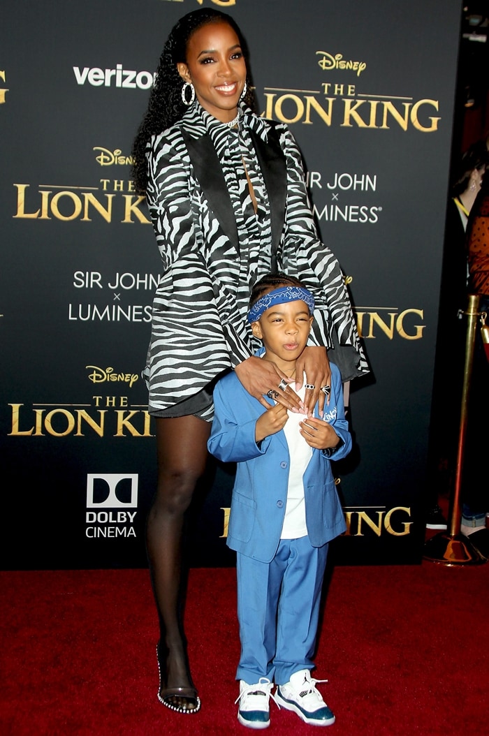 Kelly Rowland and her 4-year-old son Titan Jewell Weatherspoon at the premiere of The Lion King