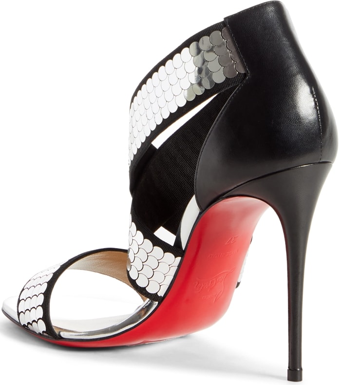 Christian Louboutin metallic leather sandals with disco-ball embellished accents