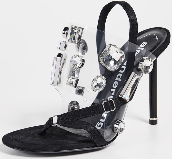 Alexander Wang Kaia Clear Jeweled Slingback Sandals