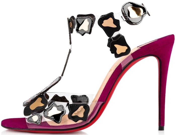 Christian Louboutin sandals in PVC and leopard-print patent leather accents