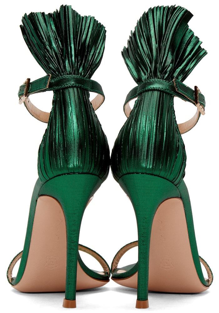 Gianvito Rossi Belvedere Ruffle-Detail Sandals in Green