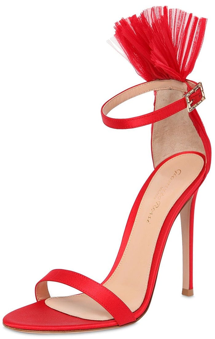 Gianvito Rossi Belvedere Ruffle-Detail Sandals in Red