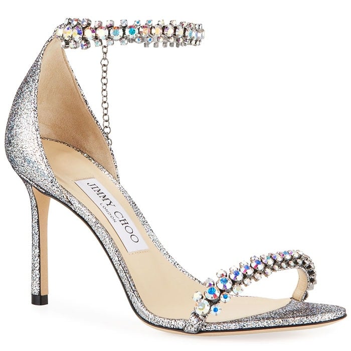 Jimmy Choo Shiloh sandals in holographic leather