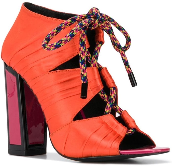 Multicoloured leather Kiko sandals from Kat Maconie featuring an open toe, a lace-up front fastening, an ankle length and a high heel