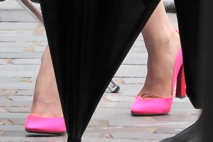 Lily Collins' pink Christian Louboutin Agneska pumps