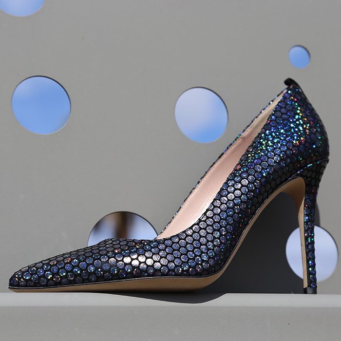 Hypnotizing Rainbow Metallic And Hologram High Heel Fawn Pumps