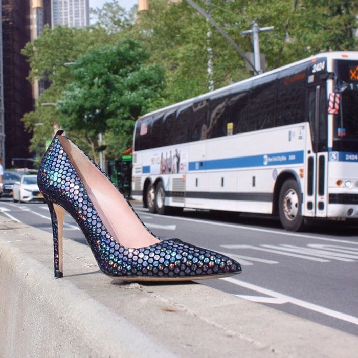 Step out and turn heads in this party shoe that brings the party with her wherever she goes