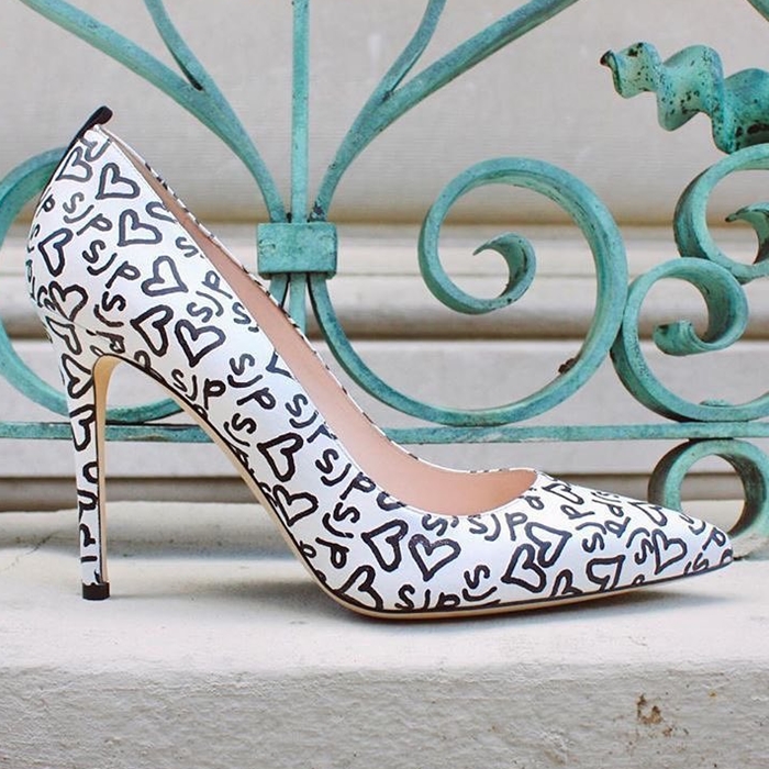 SJP Heart Print Fawn Pumps