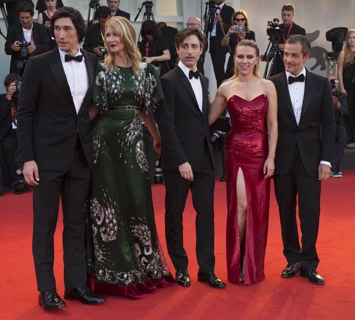 Laura Dern, Adam Driver, Scarlett Johansson, David Heyman, and Noah Baumbach at the premiere screening of Marriage Story