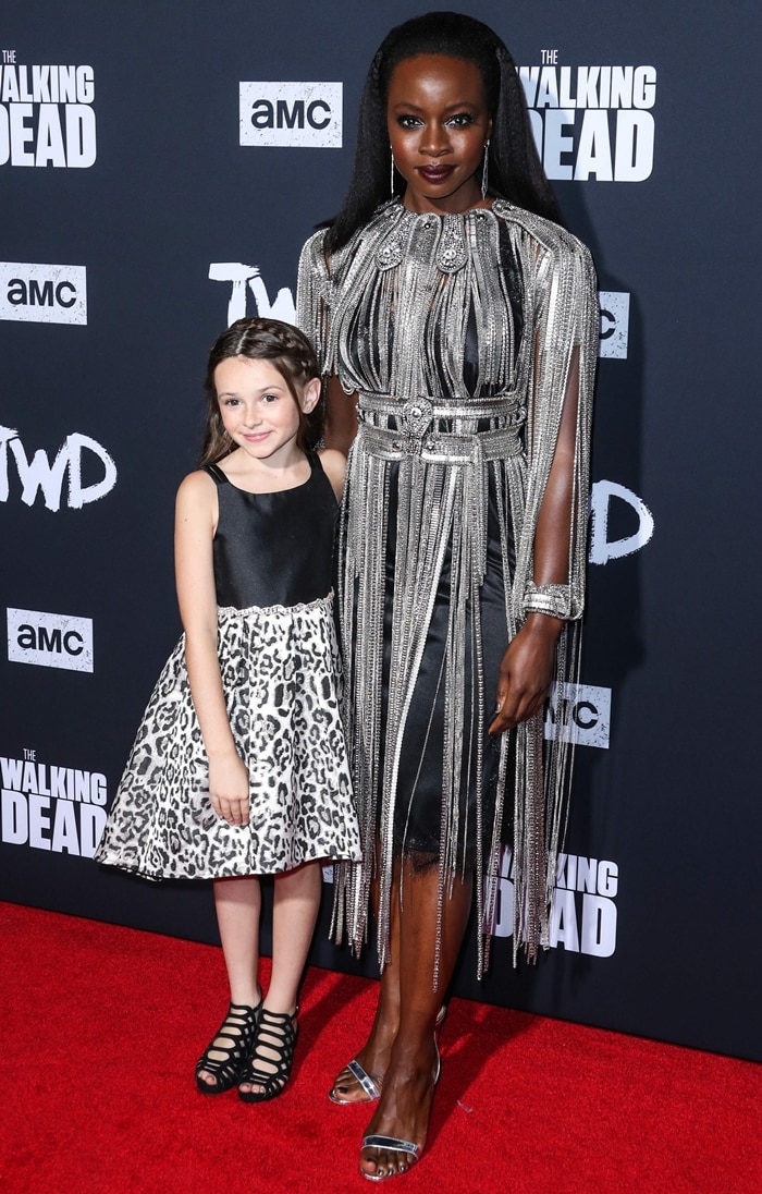 Cailey Fleming and Danai Gurira attend the Walking Dead Premiere and Party