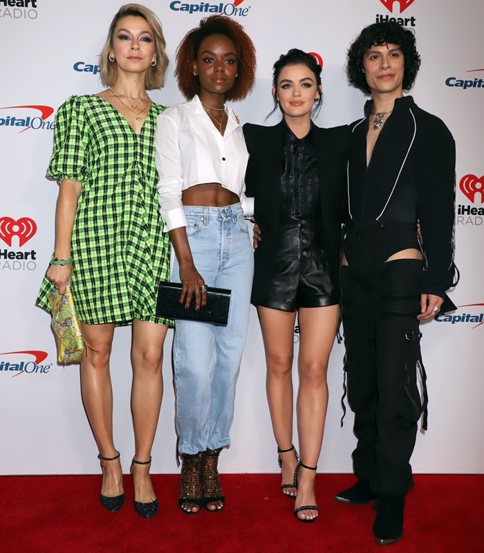 Julia Chan, Ashleigh Murray, Lucy Hale, and Jonny Beauchamp backstage at the 2019 iHeartRadio Music Festival