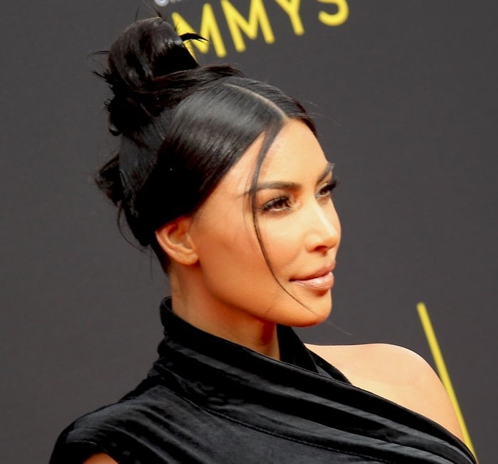 Kim Kardashian's top knot hairstyle reaching new heights