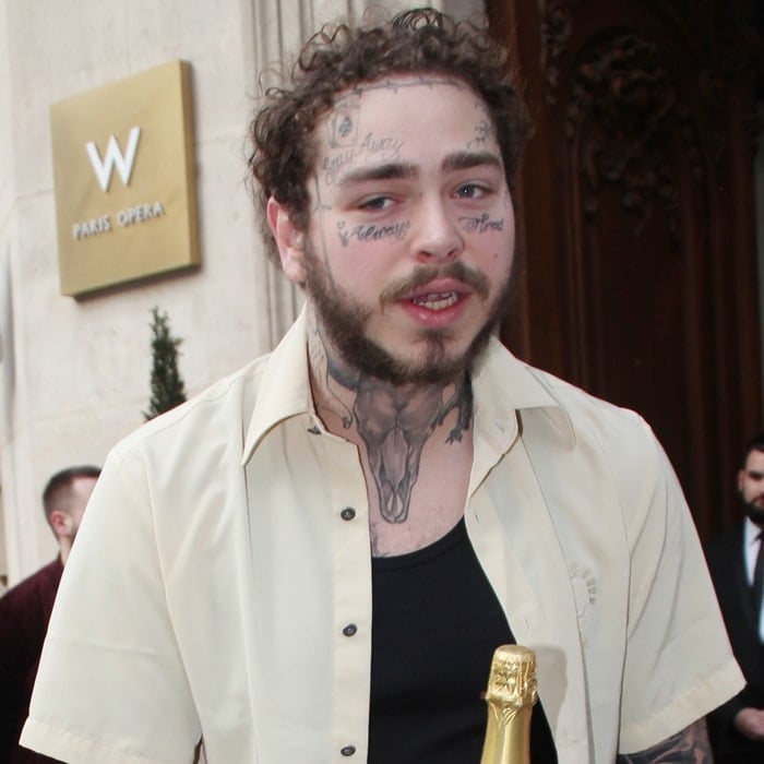 Post Malone has a menacing, lifelike bison skull tattoo that seems to stare out from his neck