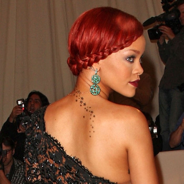 Rihanna’s star trail tattoo down her back was originally much shorter when inked in 2008