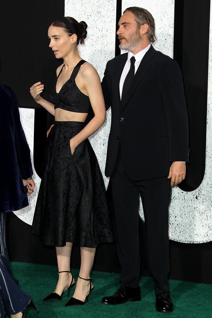 Rooney Mara with fiancé Joaquin Phoenix at the Joker premiere