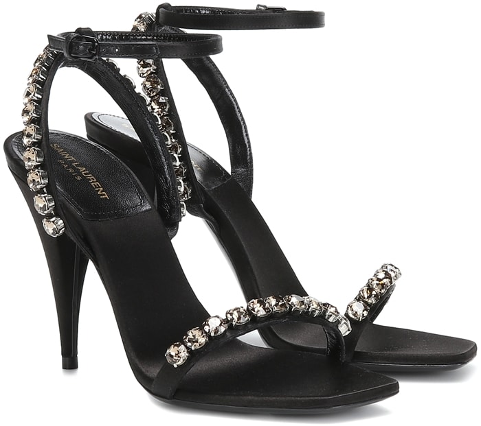 Turn up the glamour dial on your evening edit with these crystal-adorned Kiki sandals from Saint Laurent