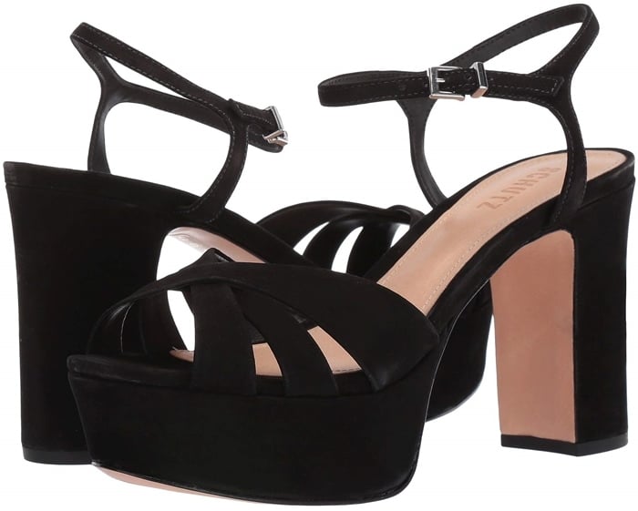You step from retro to right now in the Keefa platform heel featuring premium leather upper with crisscross vamp straps