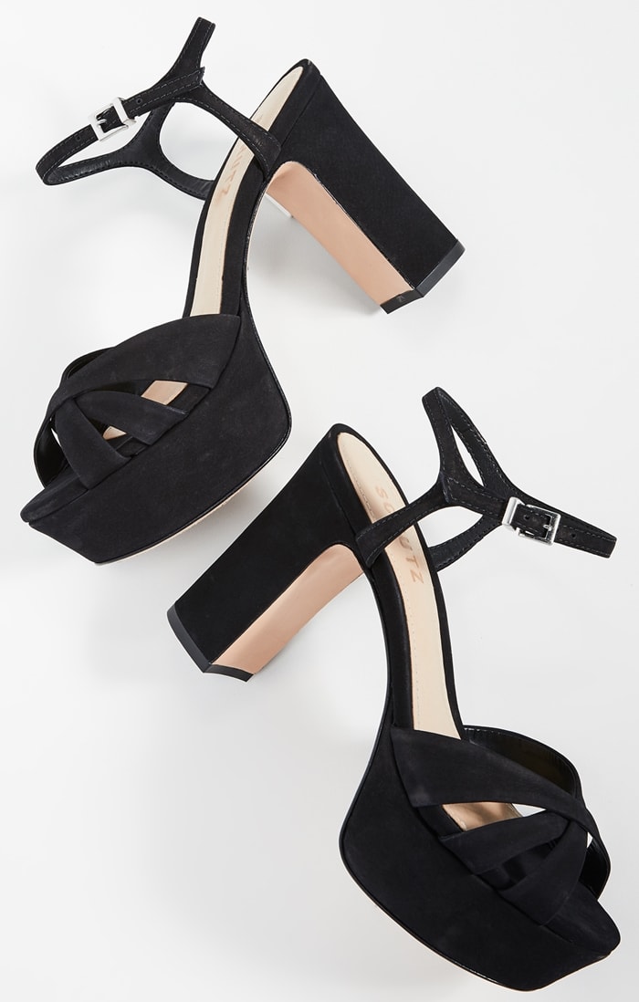 You step from retro to right now in the Keefa platform heel featuring premium leather upper with crisscross vamp straps
