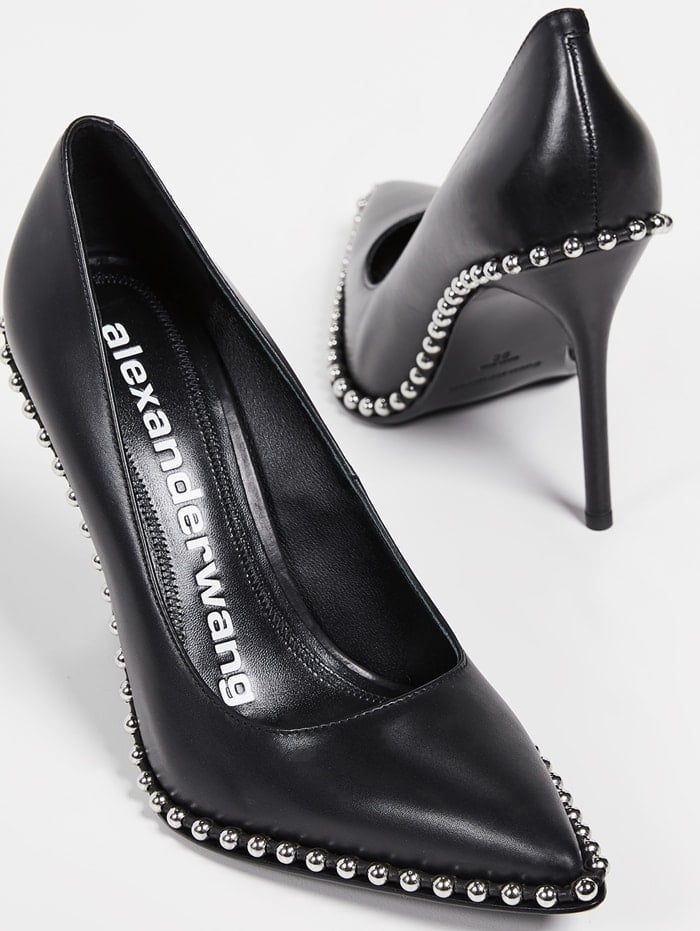 Smooth leather stiletto Rie pumps from Alexander Wang with delicate metal stud trim