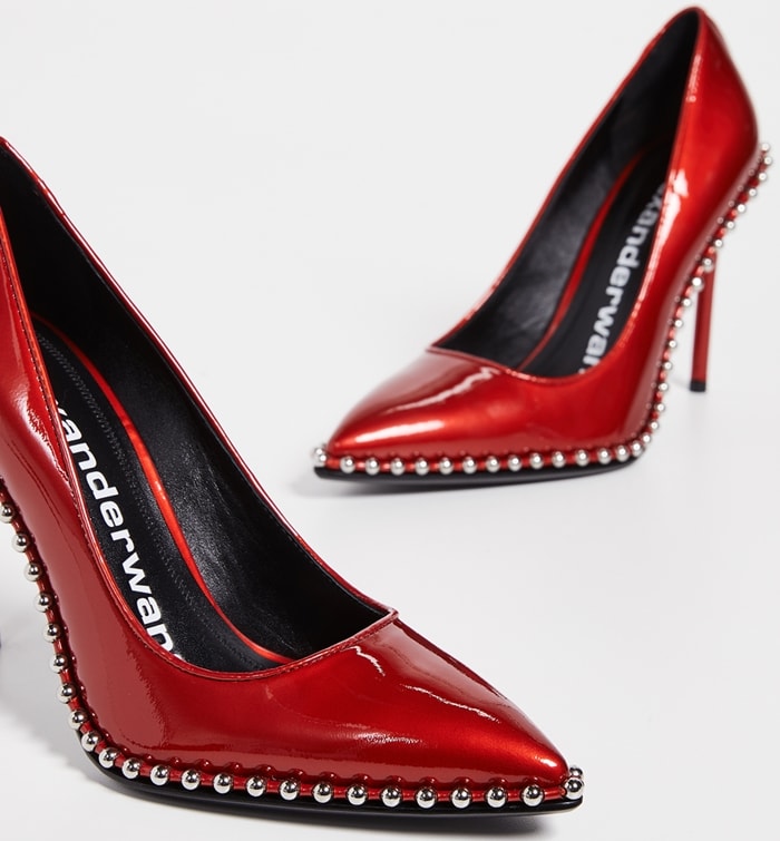 Smooth leather stiletto Rie pumps from Alexander Wang with delicate metal stud trim