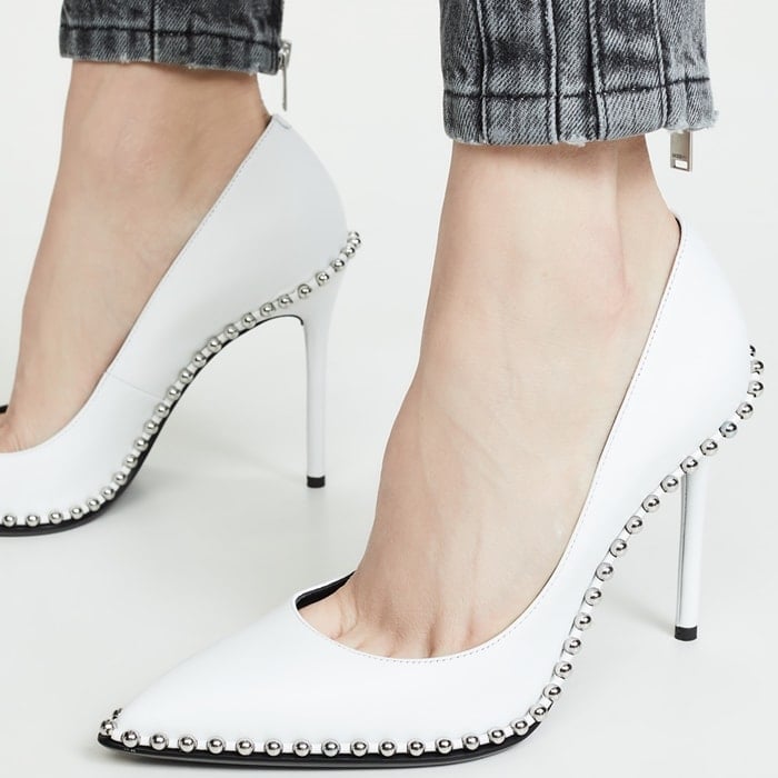 Smooth leather stiletto Rie pumps from Alexander Wang with delicate metal stud trim