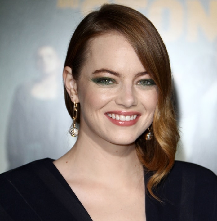 Emma Stone's yellow and green eye makeup