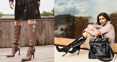 Fendi's $1,790 Glossy Knee Boots Made From Brown/Pink Plastic