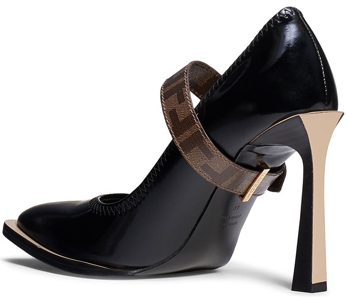 Fendi glossy neoprene logo-strap mary-jane pumps