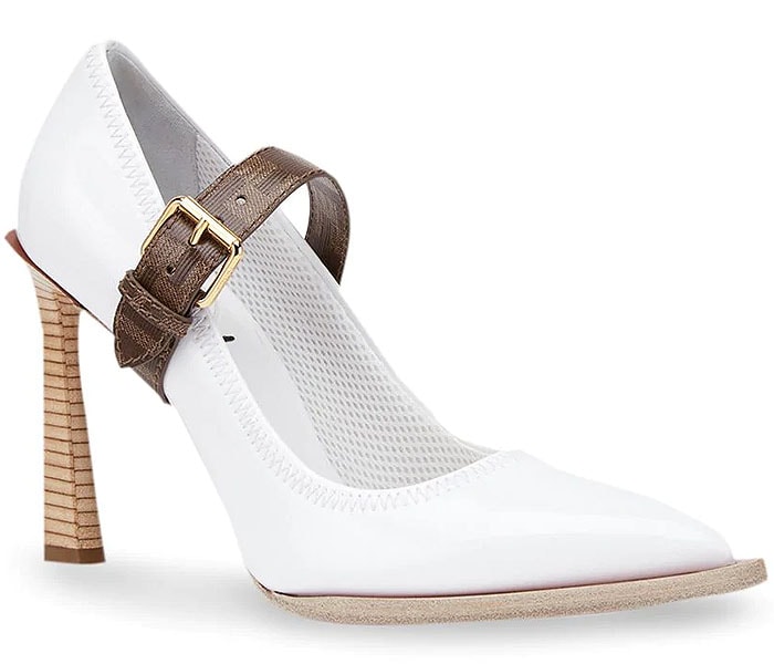 Fendi white neoprene logo-strap mary janes