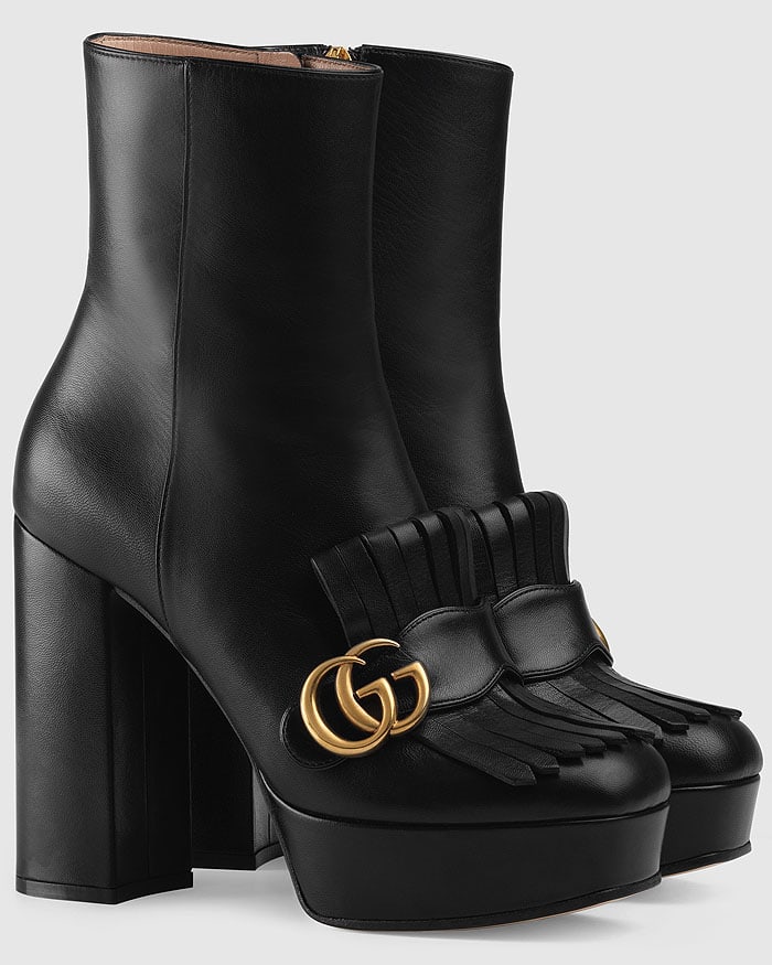 Gucci Marmont kiltie platform boots