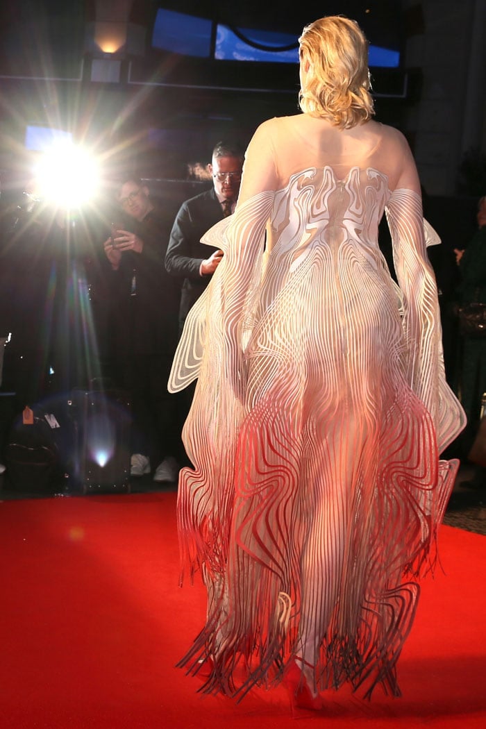 The back of Gwendoline Christie's Iris van Herpen dress