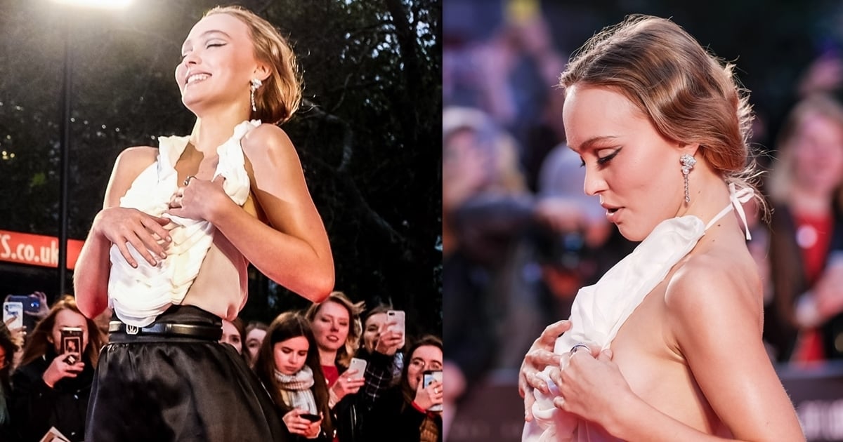 Braless Lily-Rose Depp Prevents Nip Slip Wardrobe Malfunction at The King P...