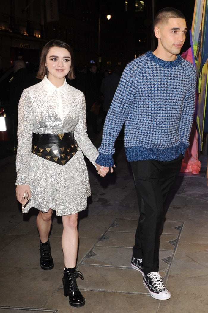 Maisie Williams holding hands with boyfriend Reuben Selby