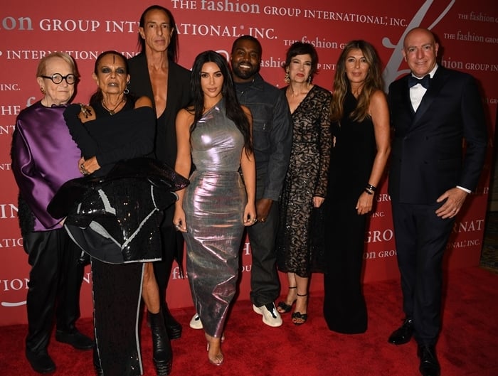 Marylou Luther, Michele Lamy, Rick Owens, Kim Kardashian West, Kanye West, Maryanne Grisz, Nina Garcia, and James D’Adamo attend the FGI 36th Annual Night of Stars Gala