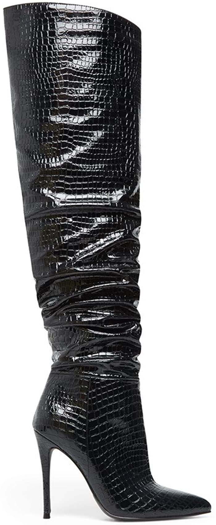 Black Harlow Reptile Embossed Over the Knee Boots