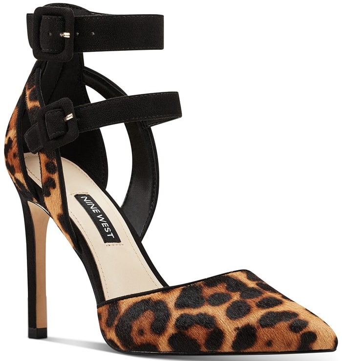 The classic stiletto pump gets a downtown makeover in Nine West's caged-heel version with a double buckle strap