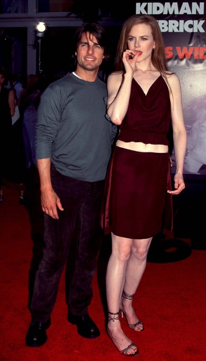 Tom Cruise and Nicole Kidman at the premiere of their erotic mystery psychological drama film Eyes Wide Shut in 1999