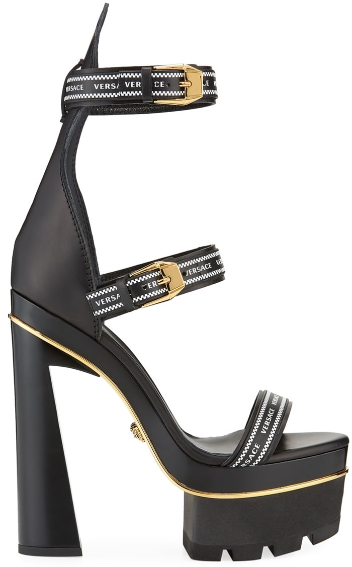 Versace Triple Strap Platform High-Heel Sandals