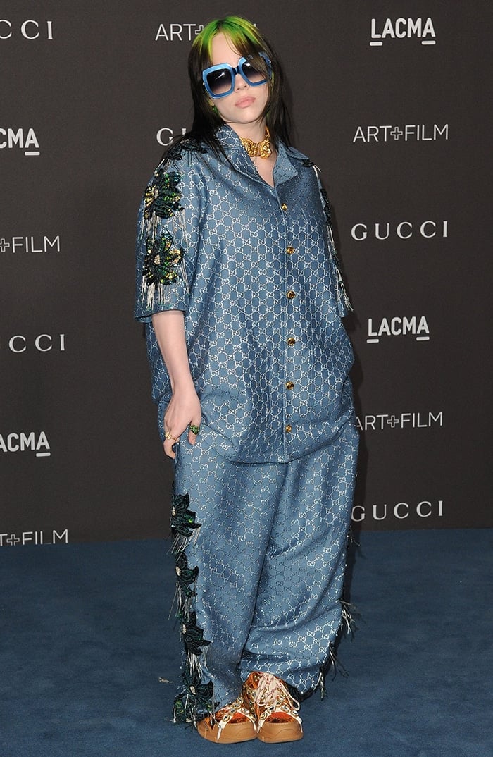 Billie Eilish chooses a more casual look in Gucci pantsuit